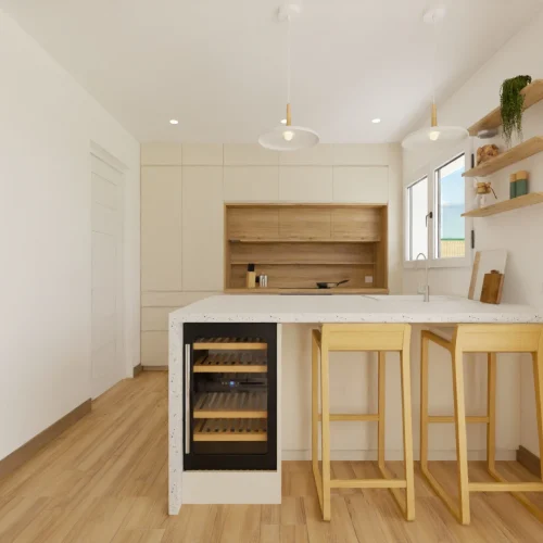 Visuel 3D photoréaliste d'une cuisine